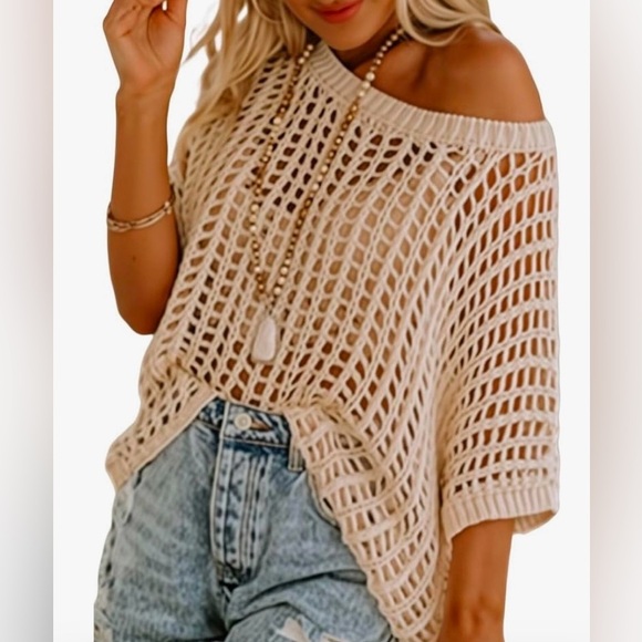 Steve Madden Tan Mesh Women's Top - Picture 8 of 12